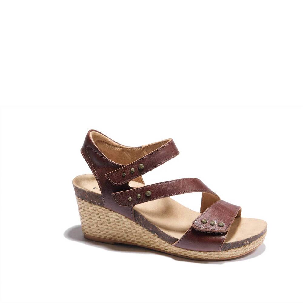 NEW HALSA FOOTWEAR women's giselle wedge sandals in brown